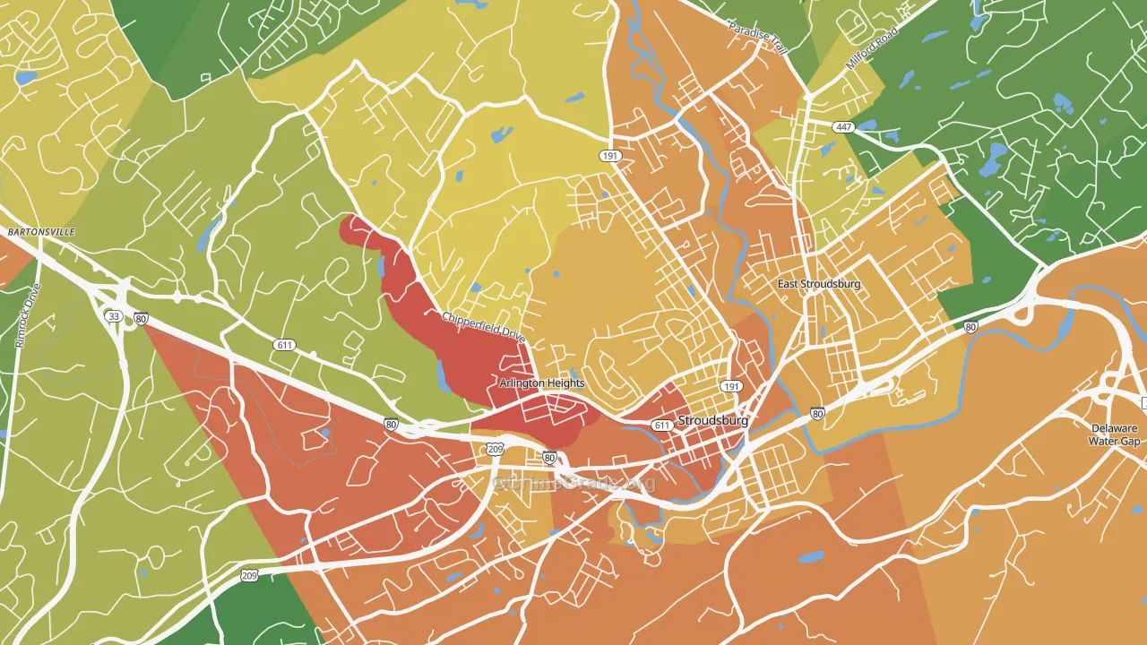 Arlington Heights, PA Map of Drug-Related Crime Rates