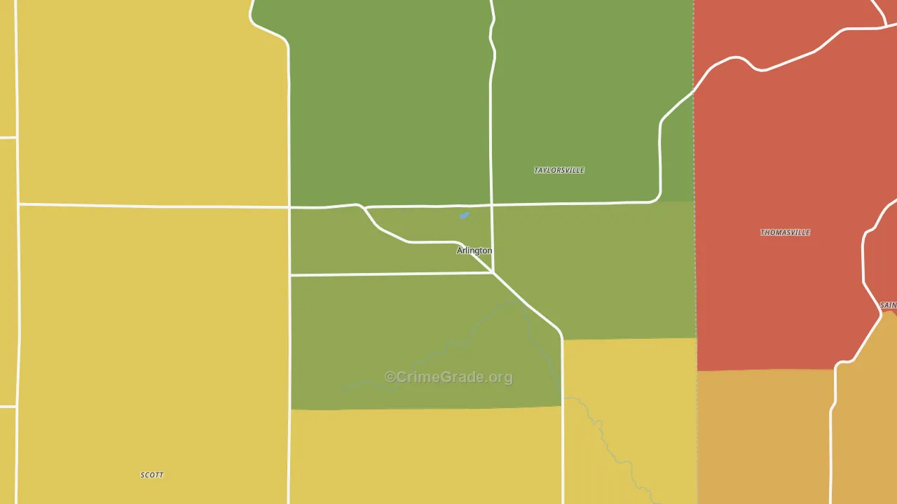 Arlington, IA Map of Drug-Related Crime Rates