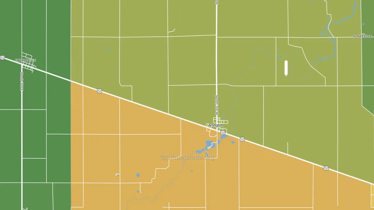 Arlington, IN Map of Drug-Related Crime Rates