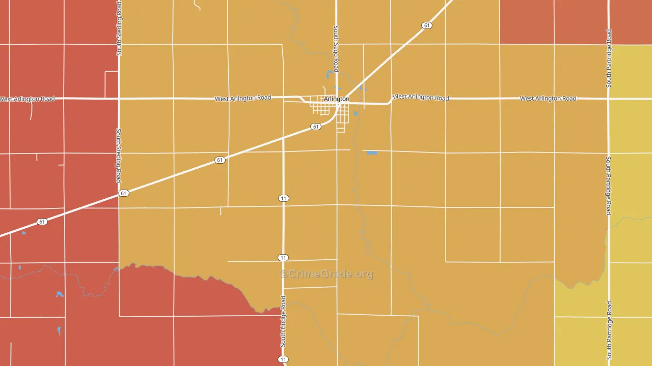 Arlington, KS Map of Drug-Related Crime Rates