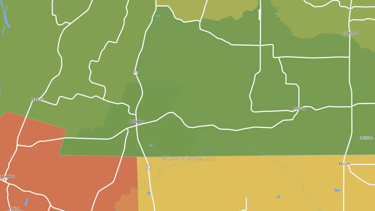 Arlington, KY Map of Drug-Related Crime Rates