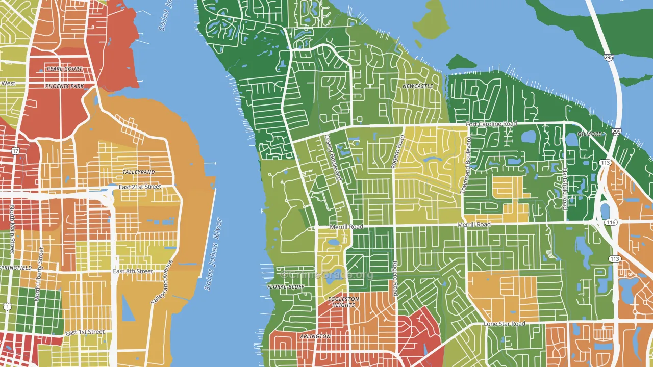 Arlington Manor, Jacksonville, FL Map of Drug-Related Crime Rates