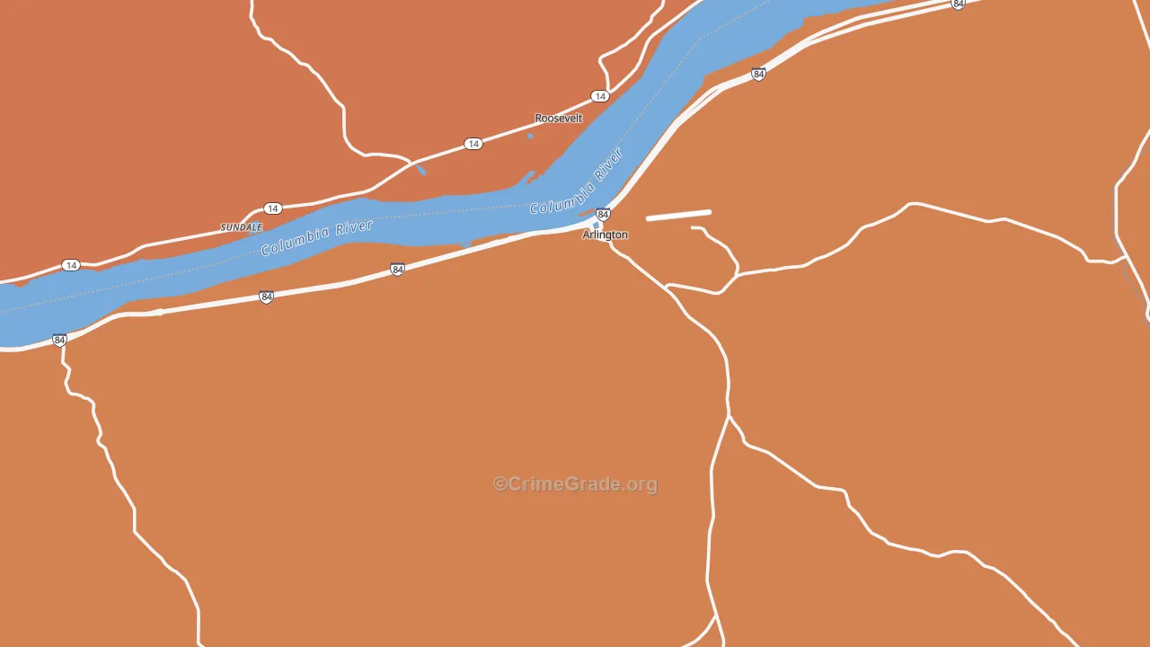 Arlington, OR Map of Drug-Related Crime Rates