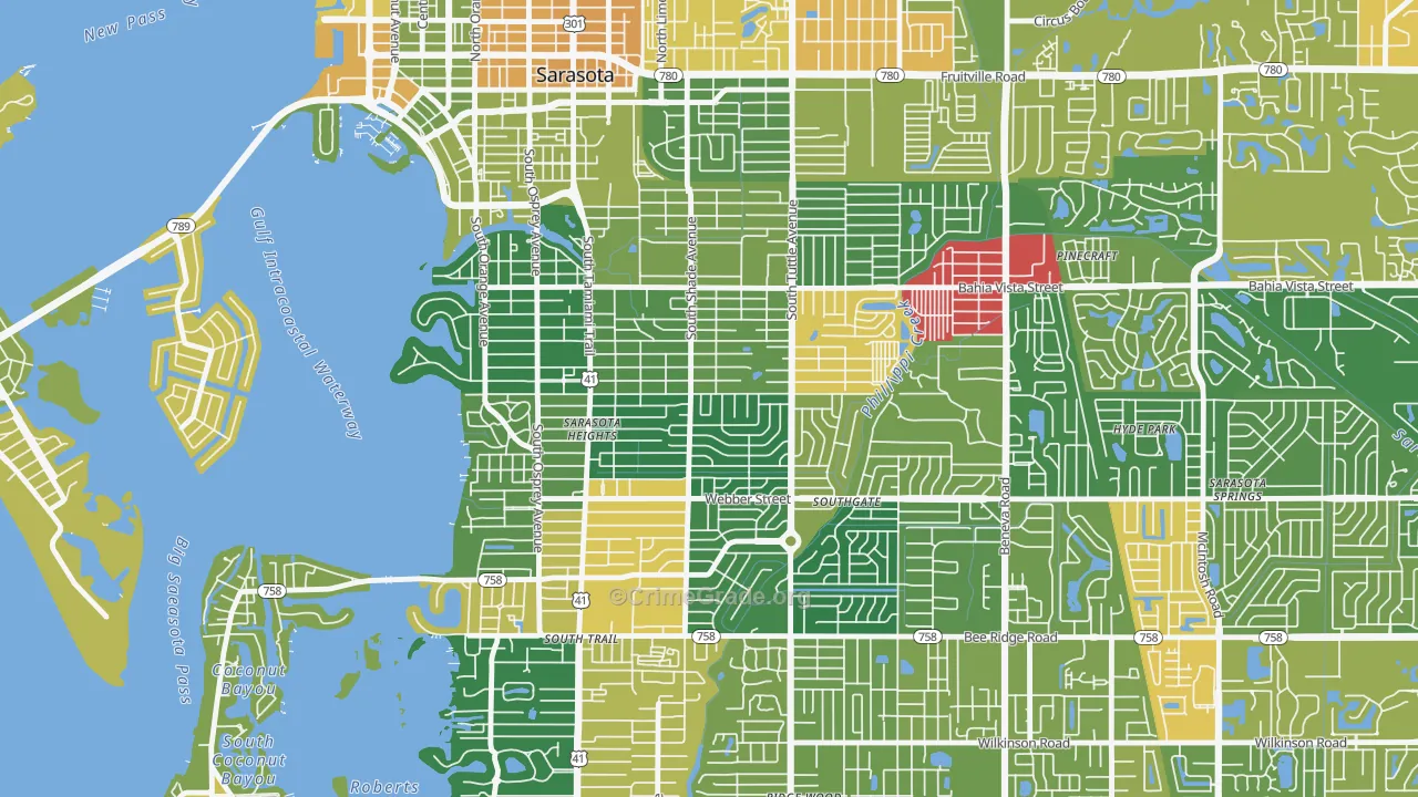 Arlington Park, Sarasota, FL Map of Drug-Related Crime Rates