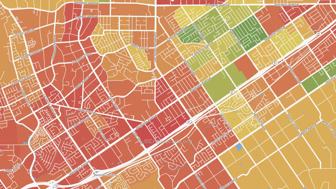 Arlington, Riverside, CA Map of Drug-Related Crime Rates