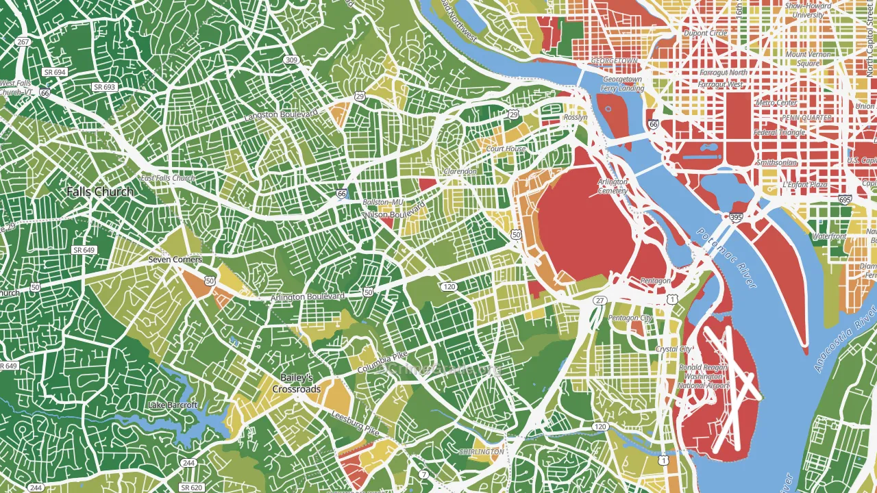 Arlington, VA Map of Drug-Related Crime Rates