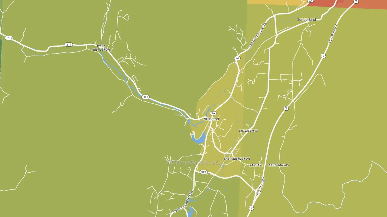 Arlington, VT Map of Drug-Related Crime Rates