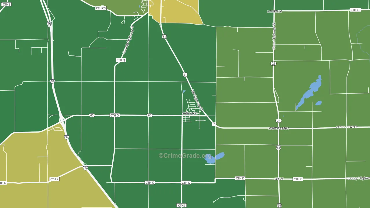 Arlington, WI Map of Drug-Related Crime Rates