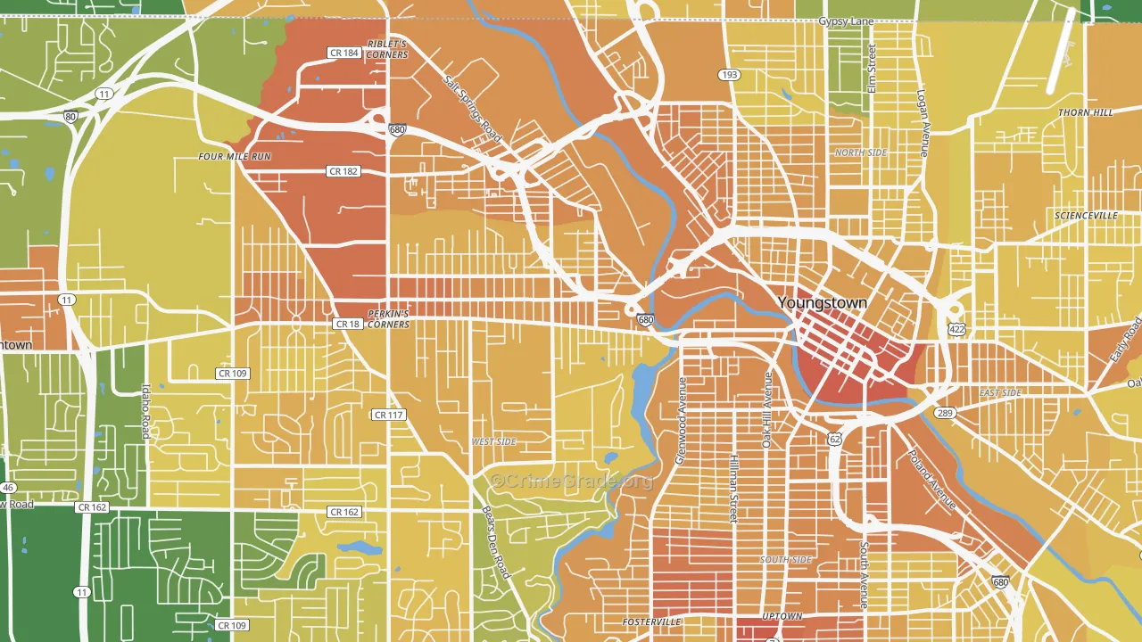 Arlington, Youngstown, OH Map of Drug-Related Crime Rates