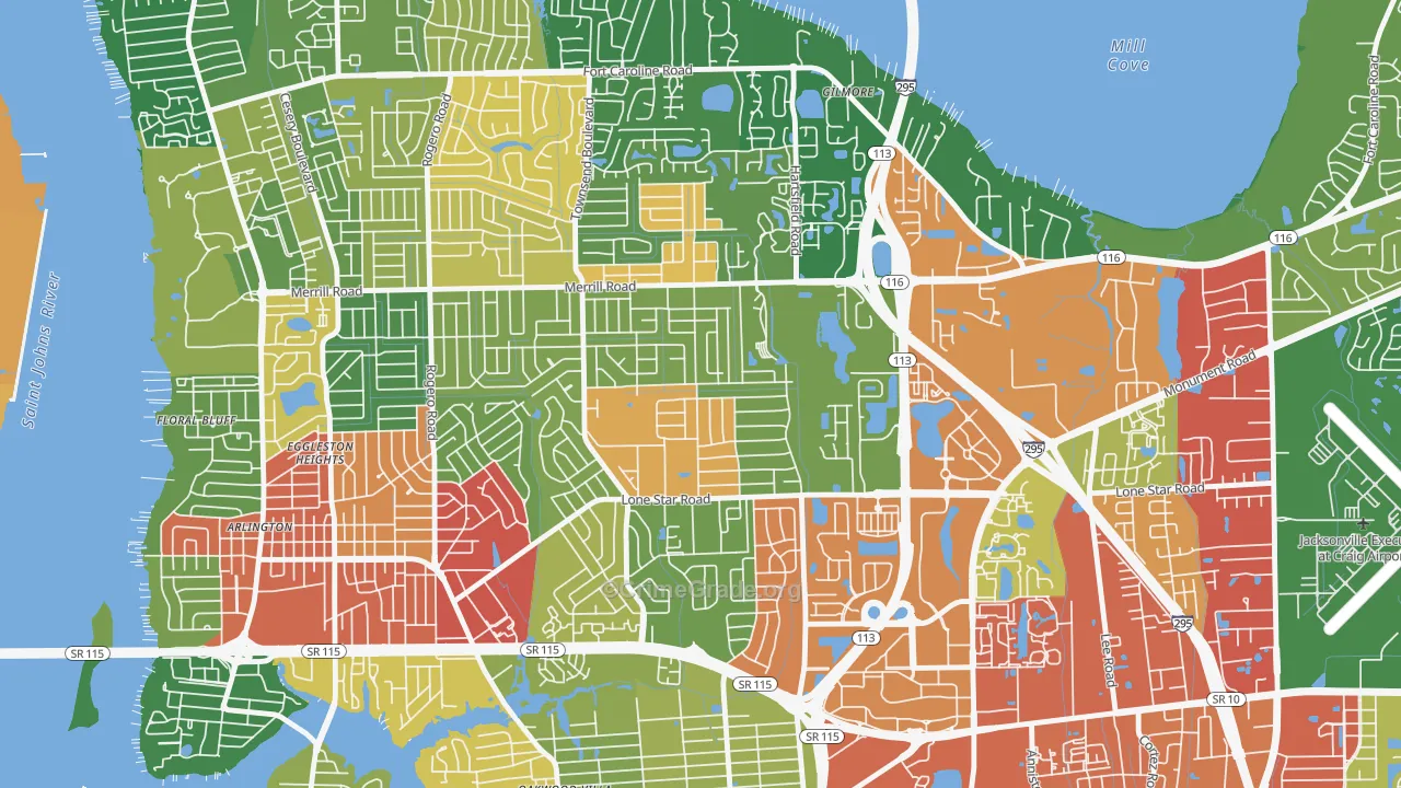 Arlingwood, Jacksonville, FL Map of Drug-Related Crime Rates