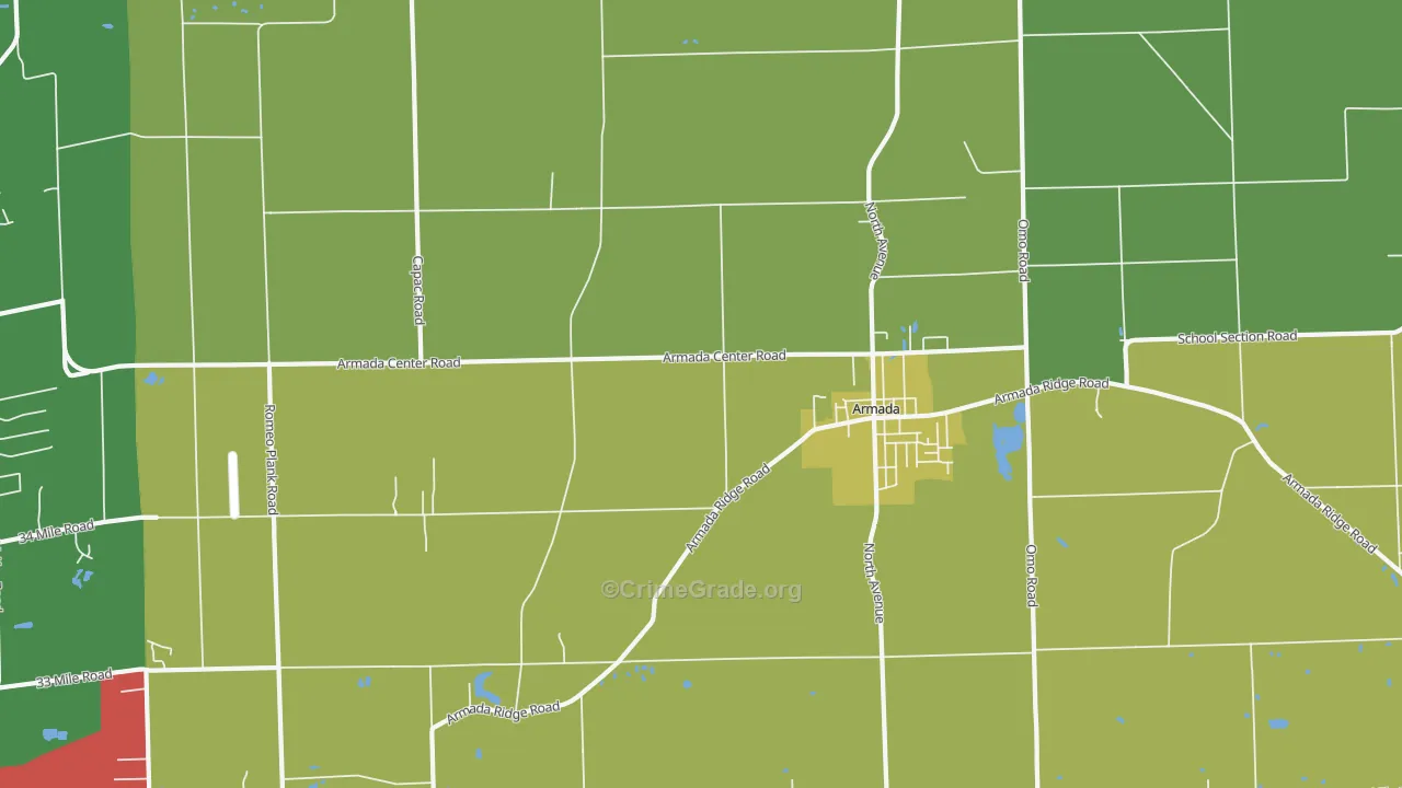 Armada, MI Map of Drug-Related Crime Rates