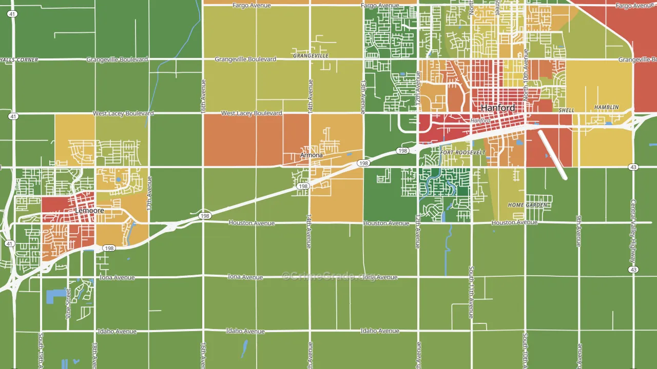 Armona, CA Map of Drug-Related Crime Rates