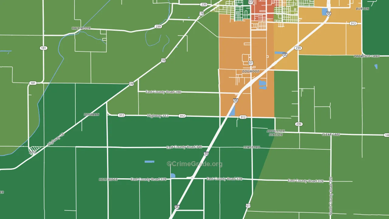Armorel, AR Map of Drug-Related Crime Rates