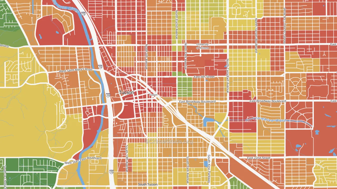 Armory Park, Tucson, AZ Map of Drug-Related Crime Rates