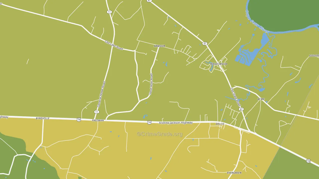 Armour, NC Map of Drug-Related Crime Rates