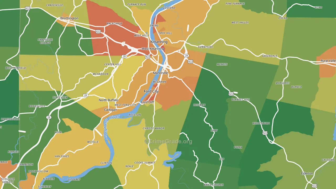 Armstrong County, PA Map of Drug-Related Crime Rates
