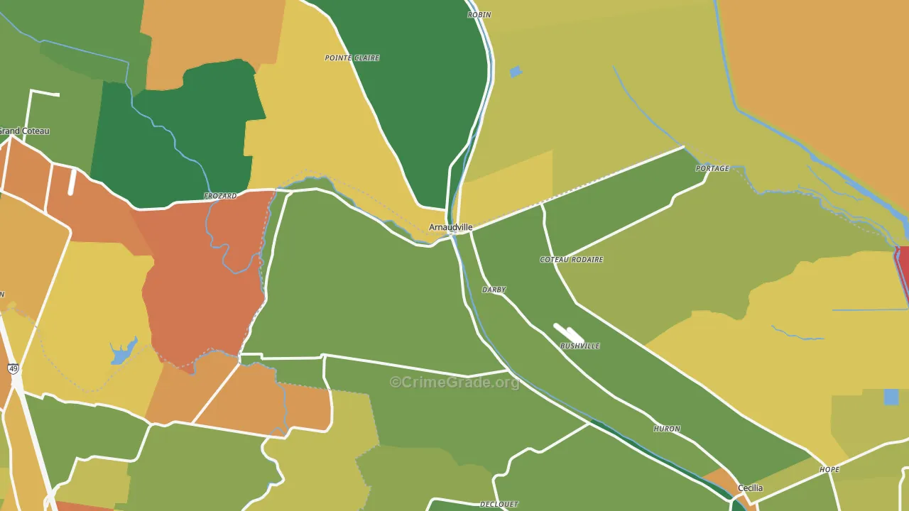 Arnaudville, LA Map of Drug-Related Crime Rates