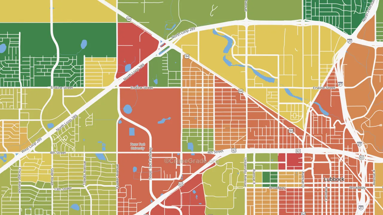 Arnett Benson, Lubbock, TX Map of Drug-Related Crime Rates