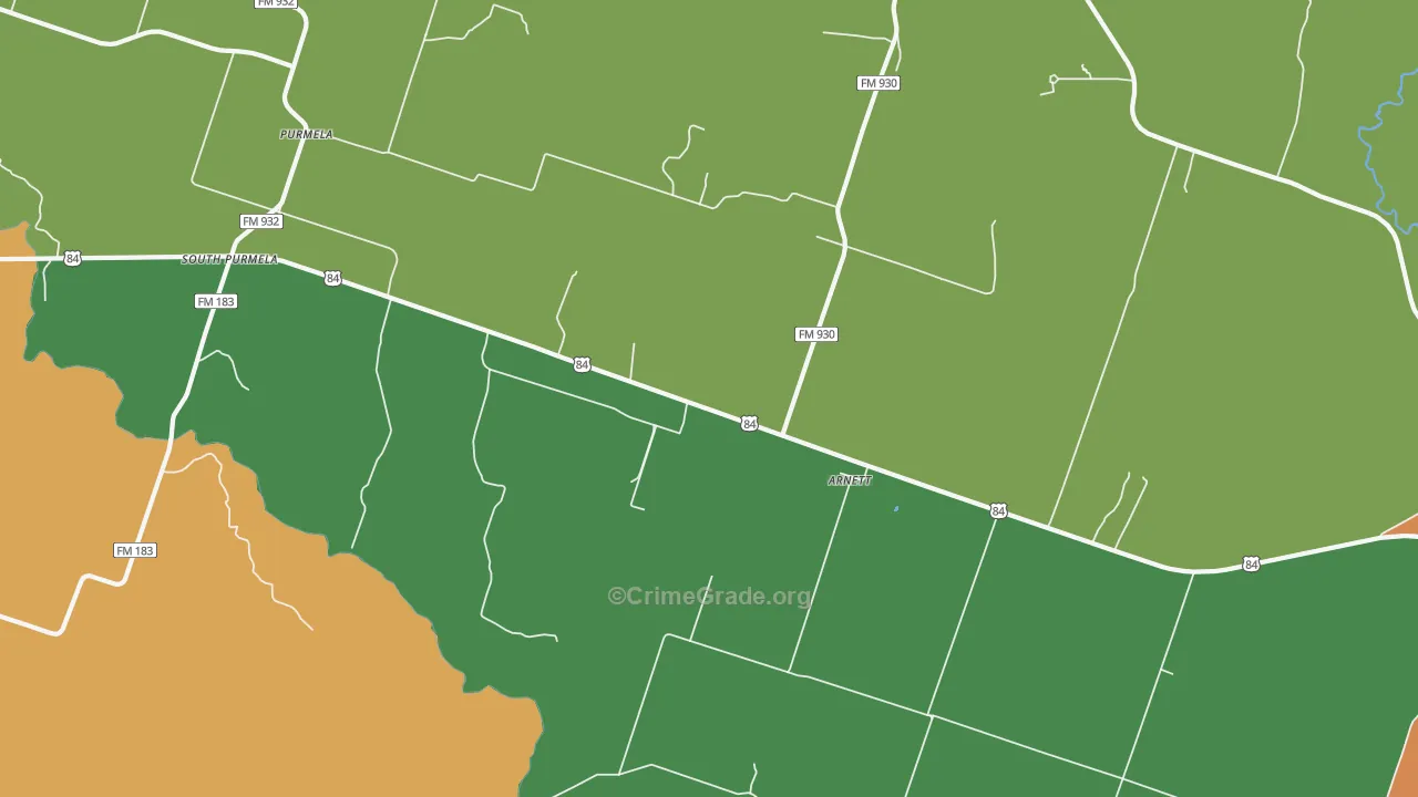 Arnett, TX Map of Drug-Related Crime Rates