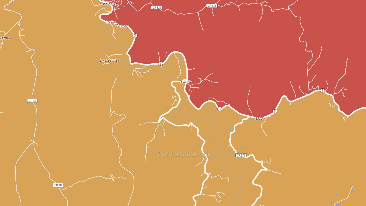 Arnett, WV Map of Drug-Related Crime Rates