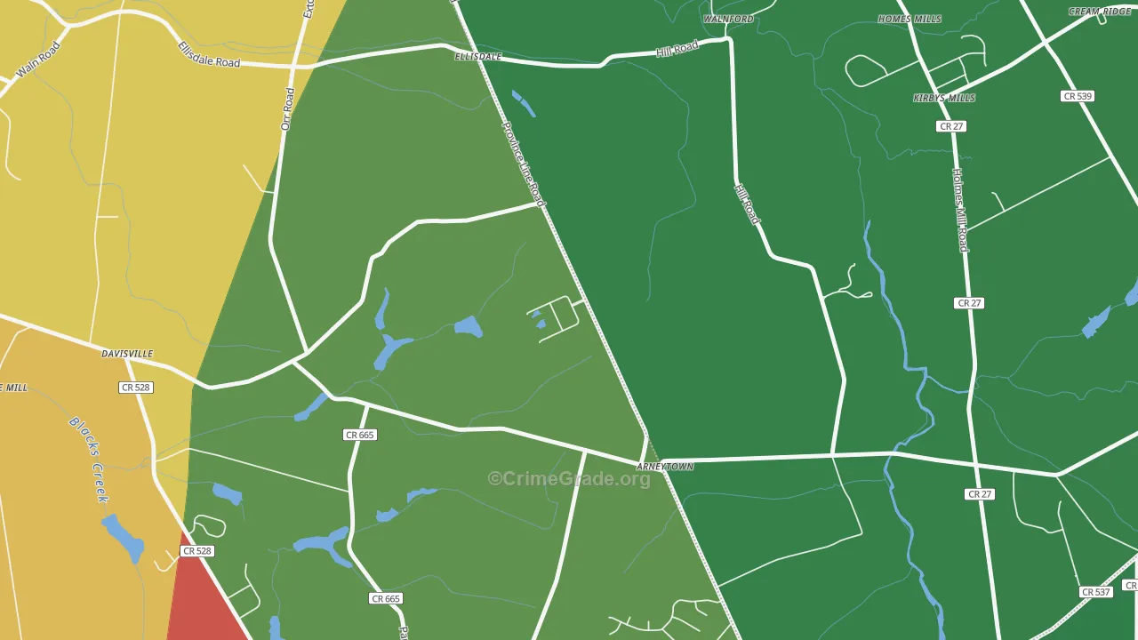 Arneytown, NJ Map of Drug-Related Crime Rates