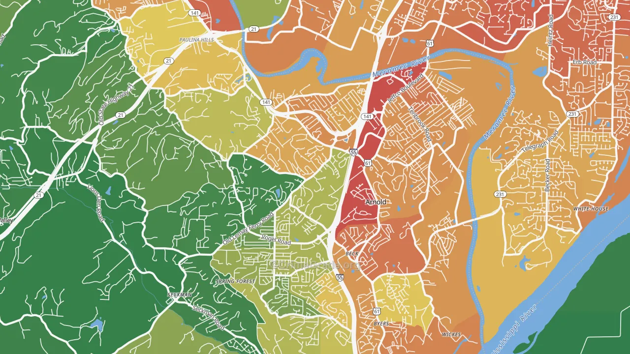 Arnold, MO Map of Drug-Related Crime Rates