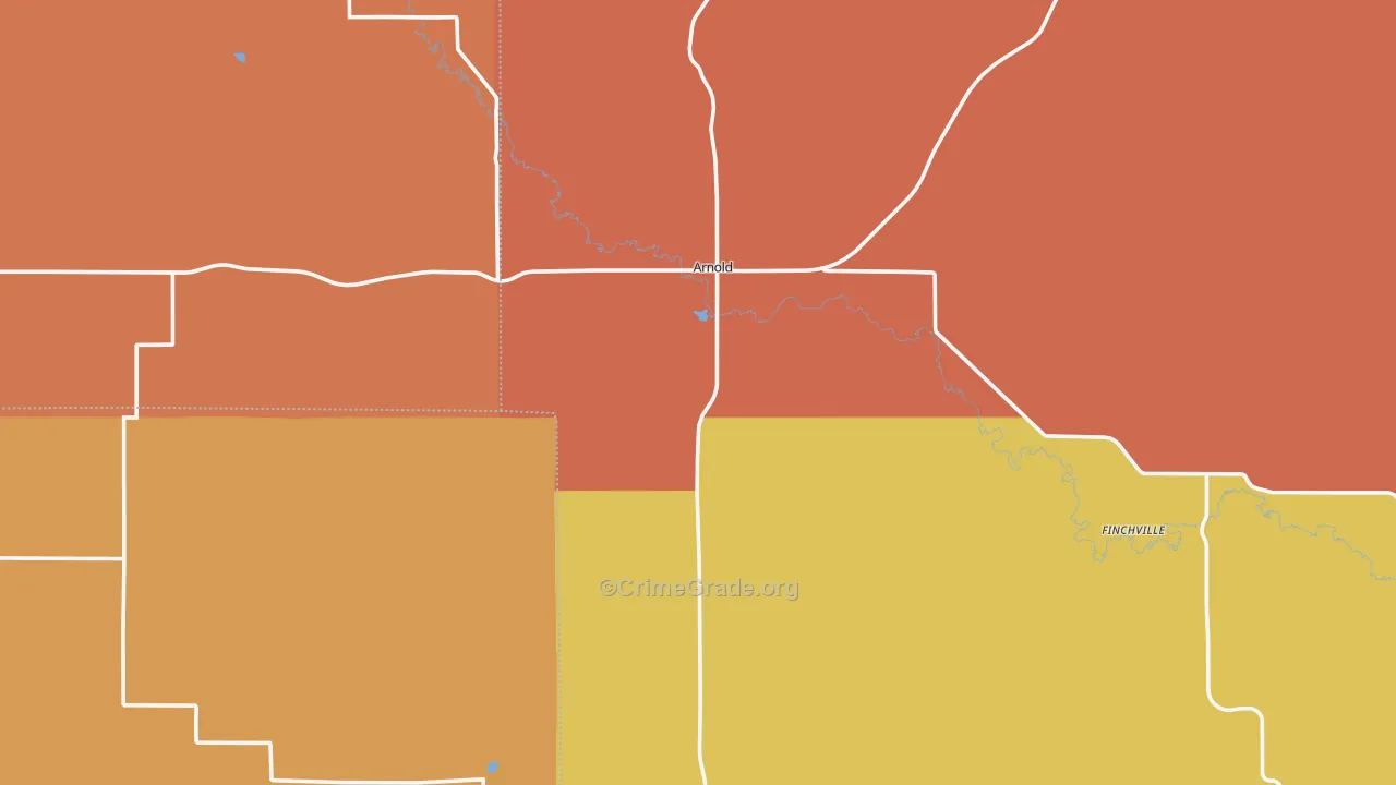 Arnold, NE Map of Drug-Related Crime Rates