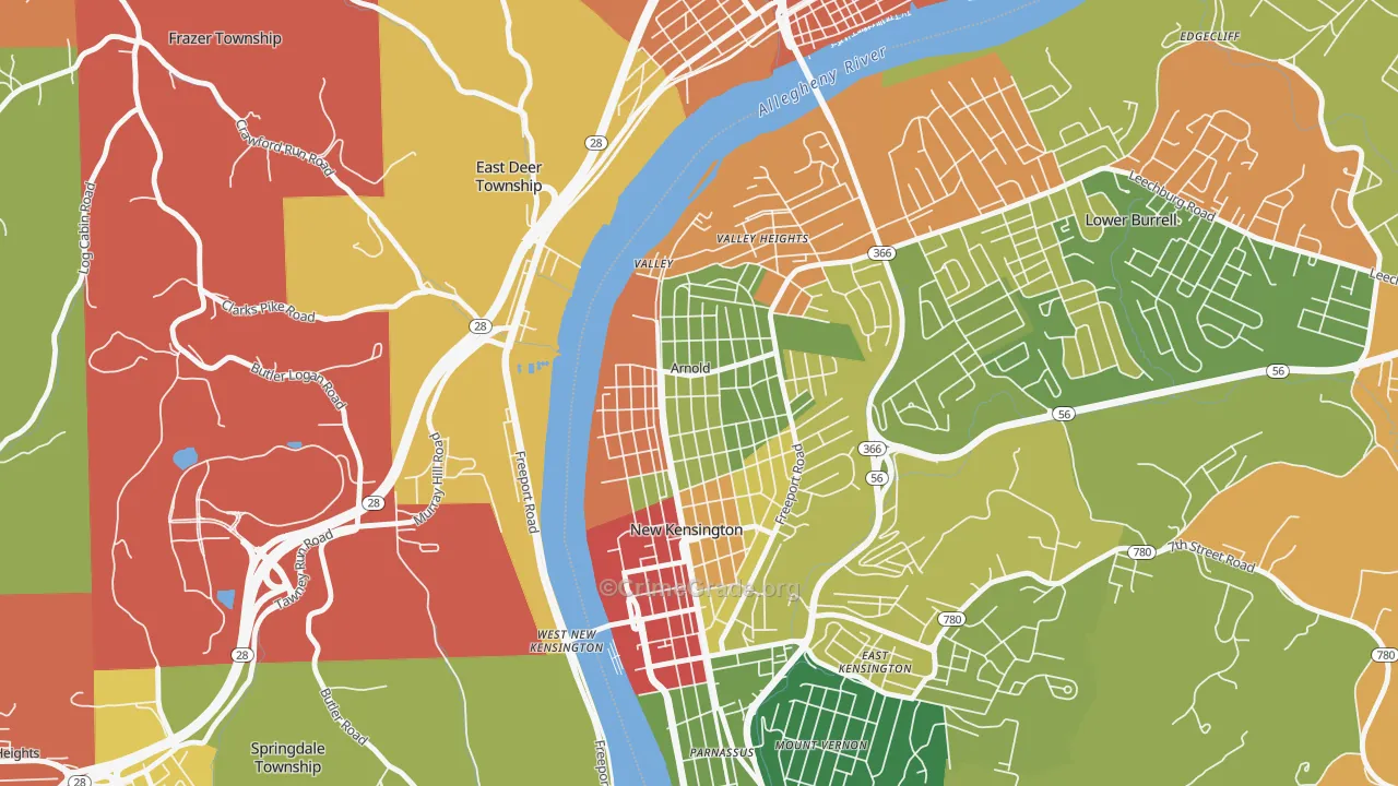 Arnold, PA Map of Drug-Related Crime Rates