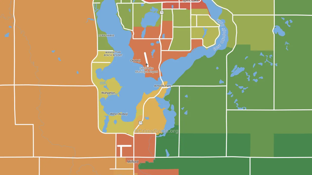 Arnolds Park, IA Map of Drug-Related Crime Rates