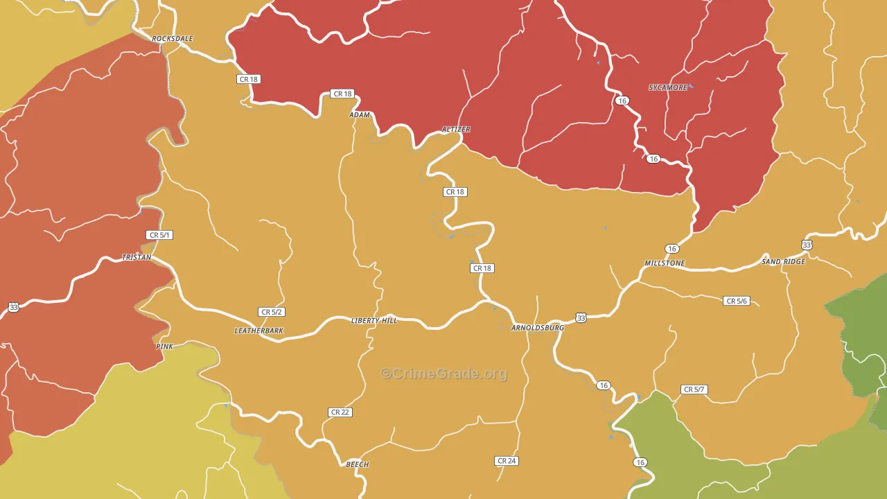Arnoldsburg, WV Map of Drug-Related Crime Rates