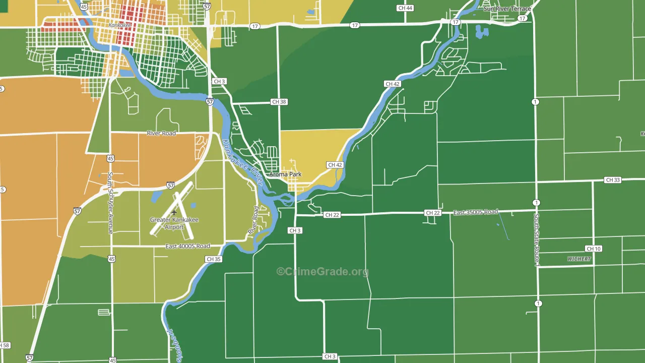 Aroma Park, IL Map of Drug-Related Crime Rates