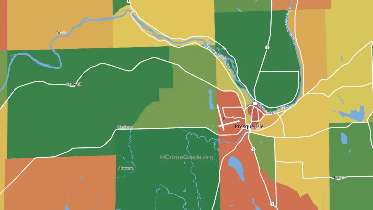 Aroostook County, ME Map of Drug-Related Crime Rates