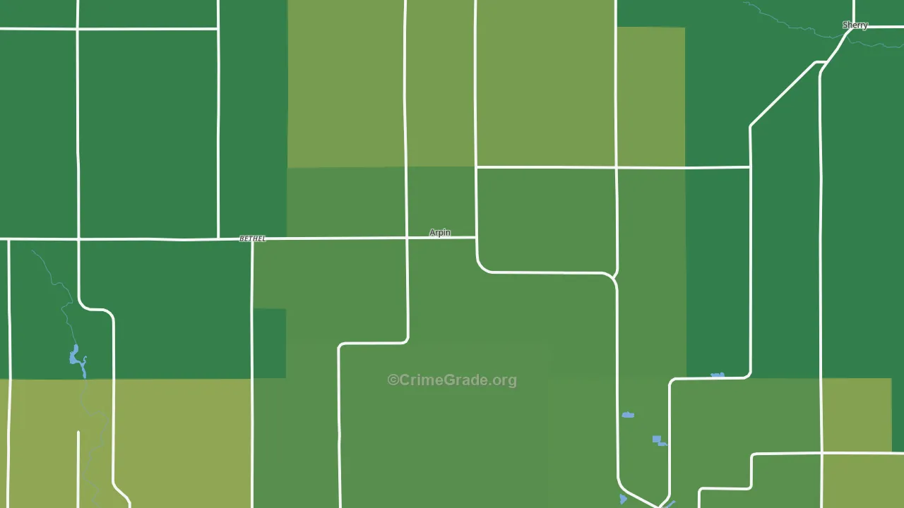 Arpin, WI Map of Drug-Related Crime Rates