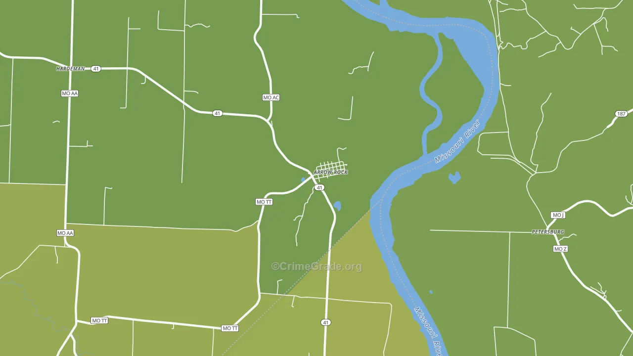 Arrow Rock, MO Map of Drug-Related Crime Rates