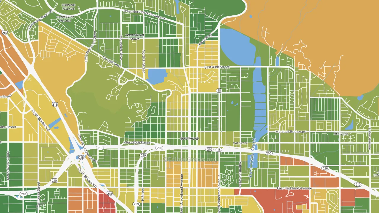 Arrowhead, San Bernardino, CA Map of Drug-Related Crime Rates