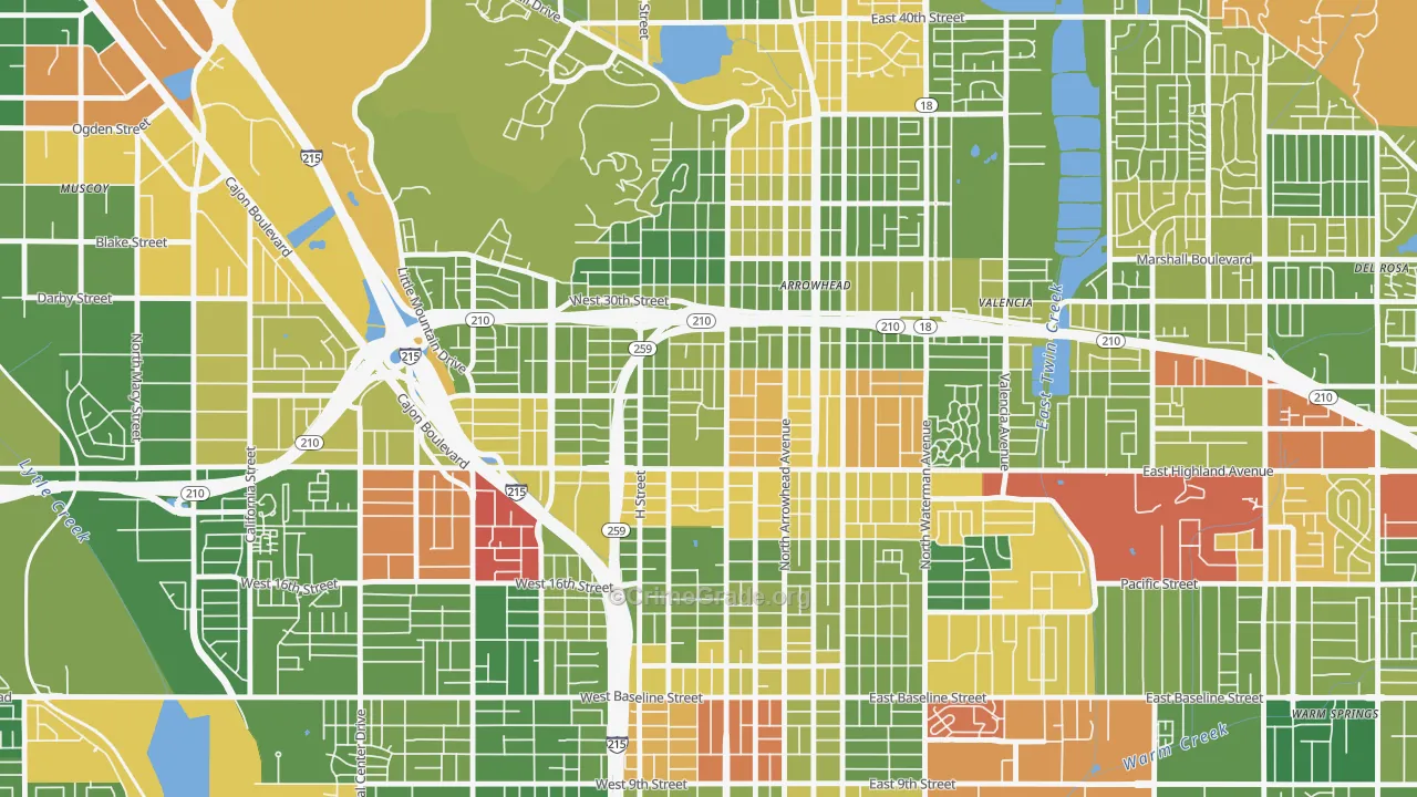 Arrowview, San Bernardino, CA Map of Drug-Related Crime Rates