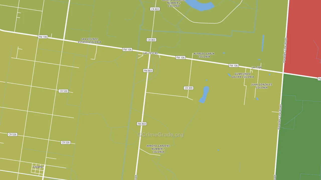 Arroyo Gardens, TX Map of Drug-Related Crime Rates
