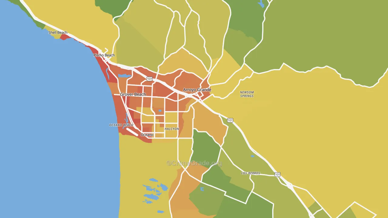 Arroyo Grande, CA Map of Drug-Related Crime Rates