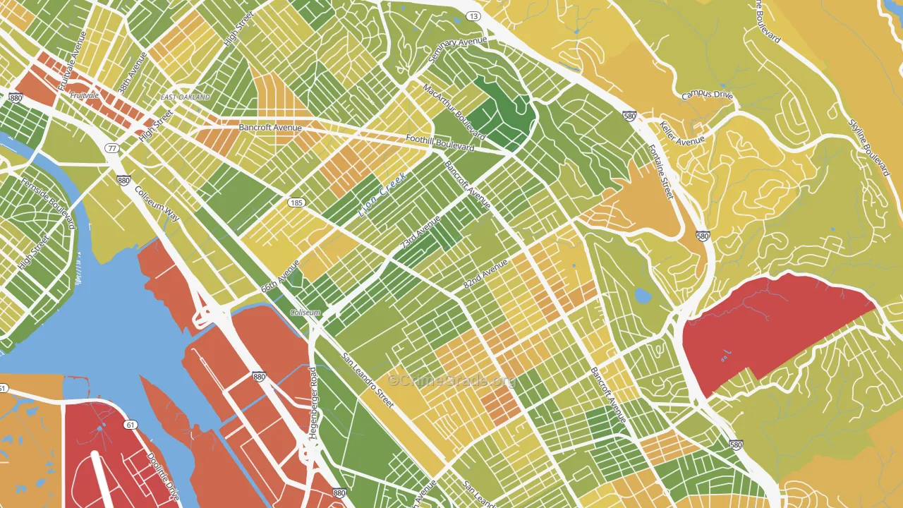 Arroyo Viejo, Oakland, CA Map of Drug-Related Crime Rates