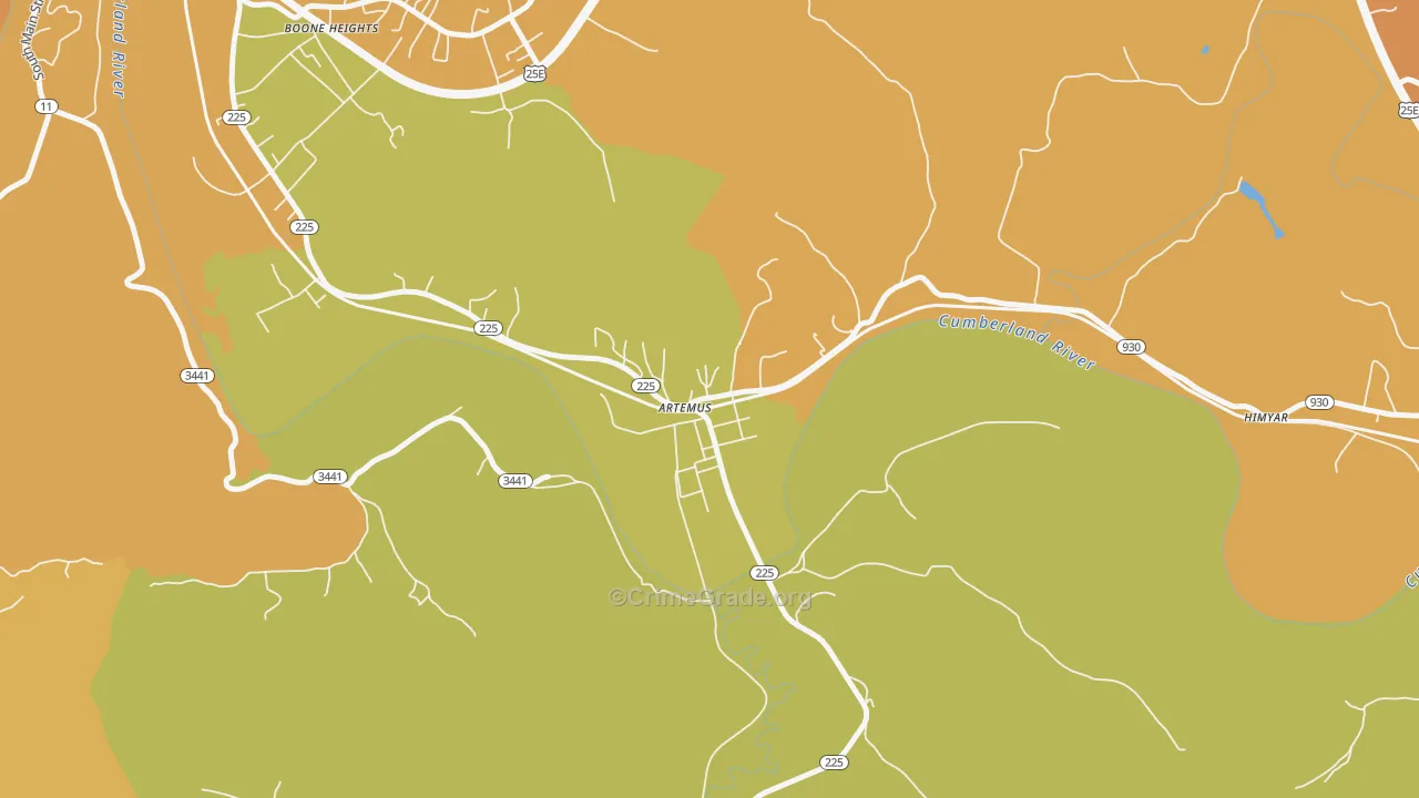 Artemus, KY Map of Drug-Related Crime Rates