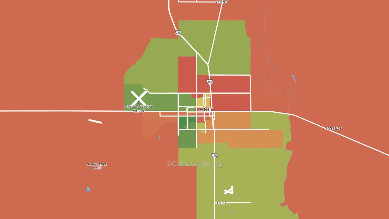 Artesia, NM Map of Drug-Related Crime Rates