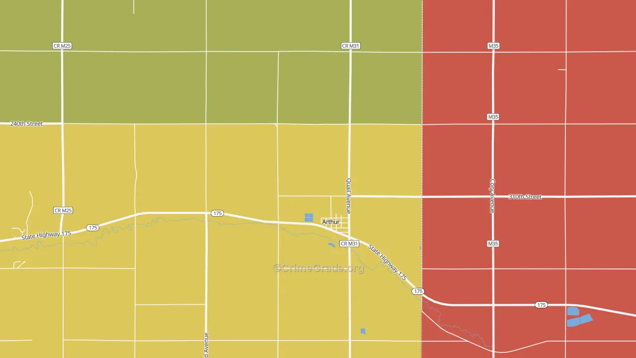 Arthur, IA Map of Drug-Related Crime Rates