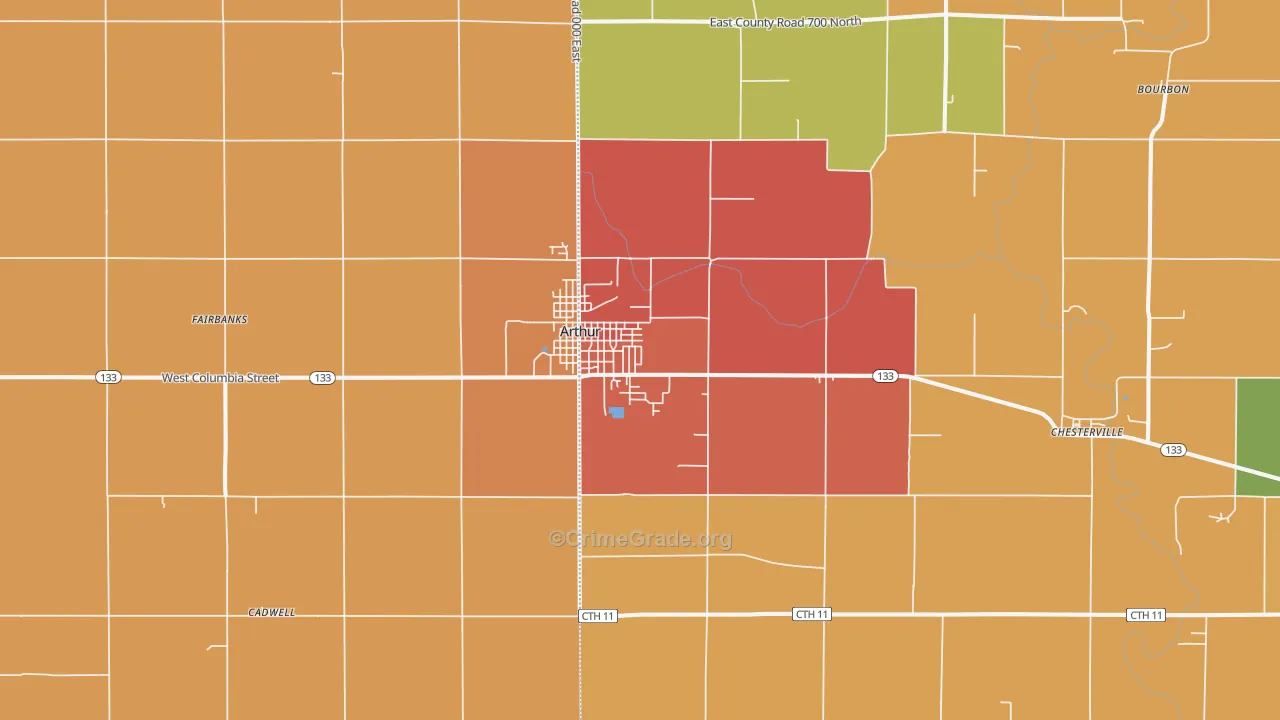 Arthur, IL Map of Drug-Related Crime Rates