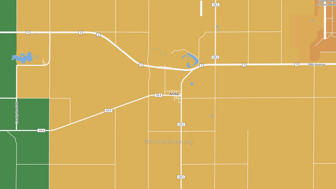 Arvilla, ND Map of Drug-Related Crime Rates