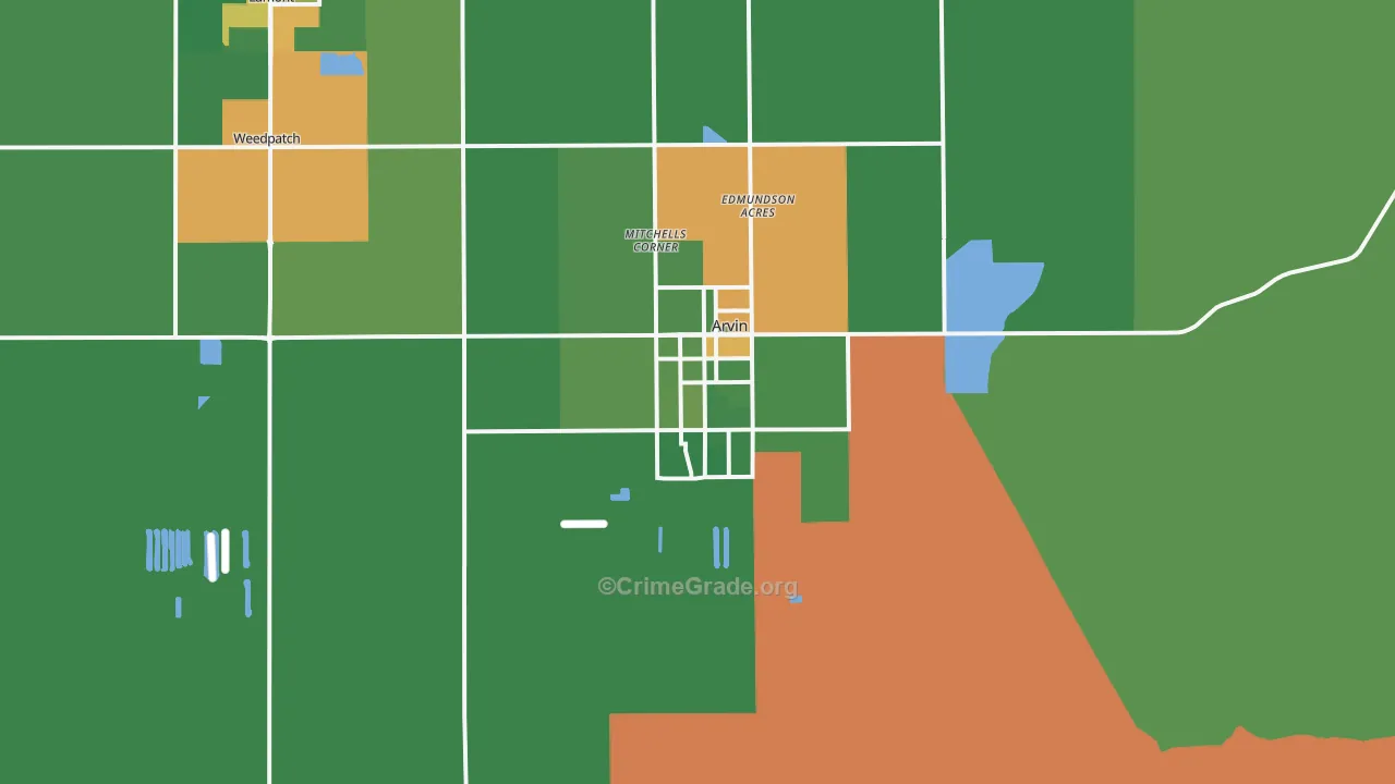 Arvin, CA Map of Drug-Related Crime Rates