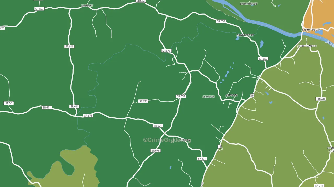 Arvonia, VA Map of Drug-Related Crime Rates
