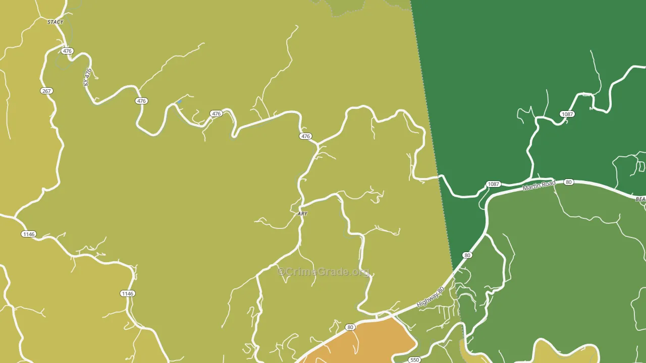 Ary, KY Map of Drug-Related Crime Rates