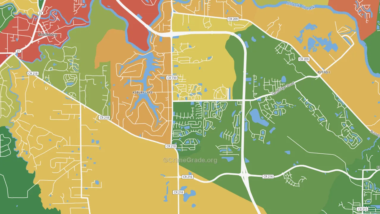 Asbury Lake, FL Map of Drug-Related Crime Rates