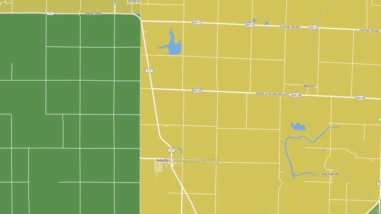 Asbury, MO Map of Drug-Related Crime Rates