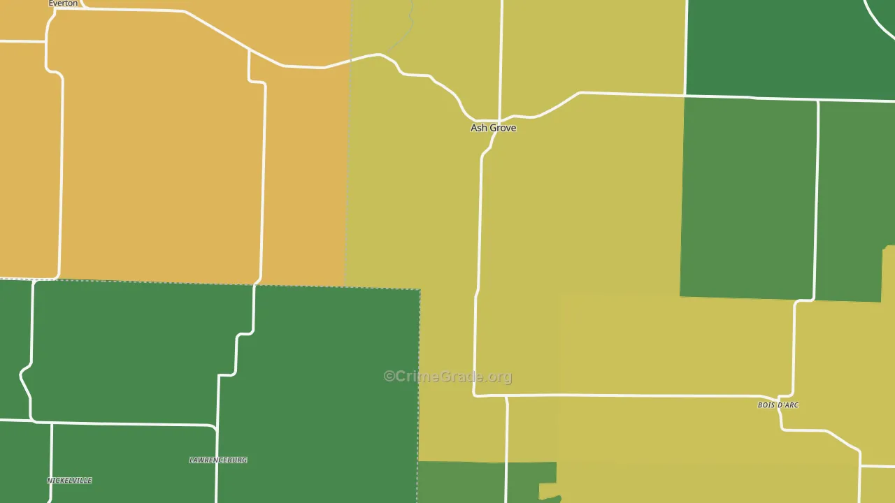 Ash Grove, MO Map of Drug-Related Crime Rates